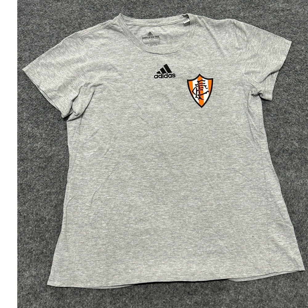 Adidas Shirt Womens Size L Gray Amplifier Tee Short Sleeve Athletic Crew Neck